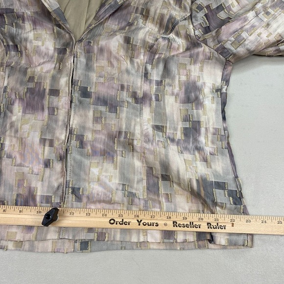 Chicos Blazer 2 Lightweight Matte Satin Gray Beige Pink Deconstructed Neutral - Picture 13 of 16